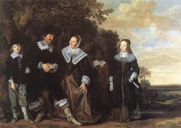 フランス・ハルス Painting - オランダ黄金時代の風景の中の家族グループ フランス・ハルス